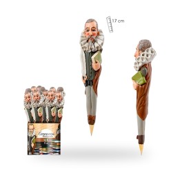 Kugelschreiber Miguel de Cervantes in 3D aus blauem Harz