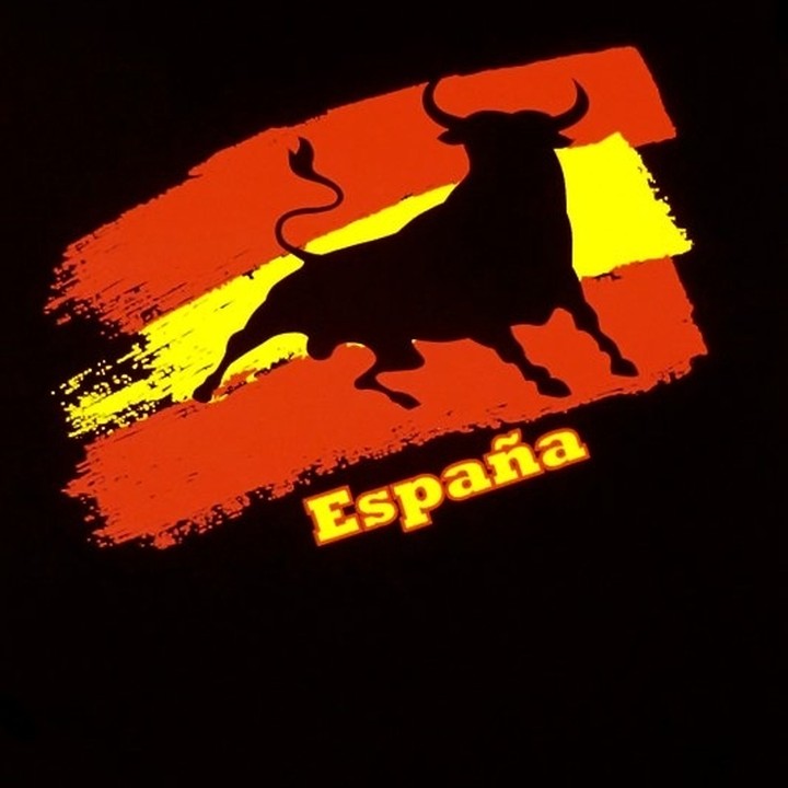 T-shirt nera con toro e bandiera spagnola – vista 2