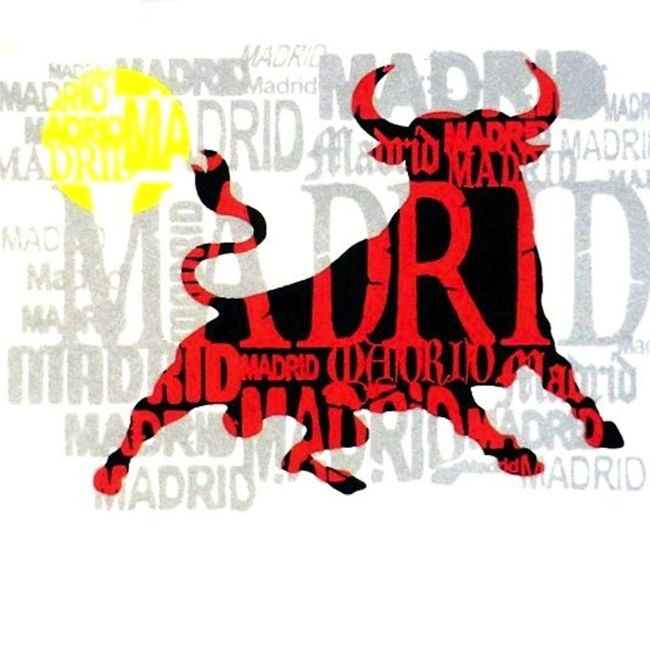 T-shirt bianca con toro e sole di Madrid – vista 2