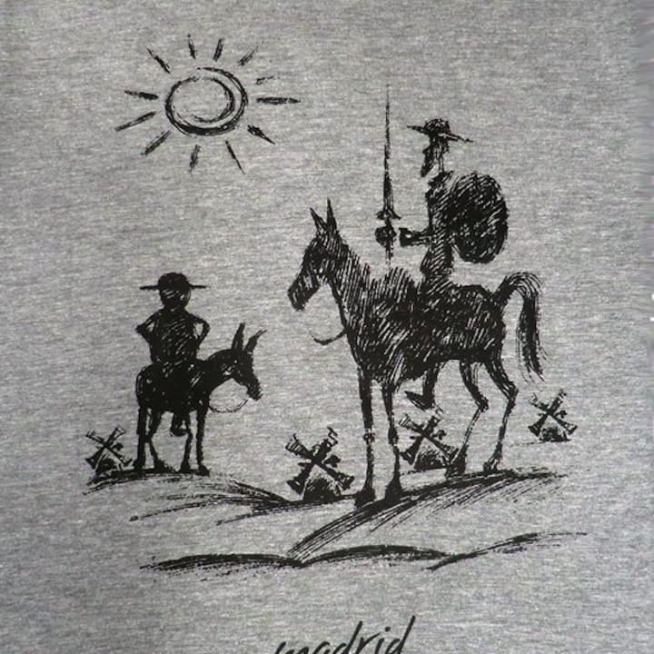 Graues T-Shirt Don Quijote und Sancho Panza – Ansicht 2
