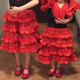 Costume de flamenca rouge à pois noirs, taille bébé