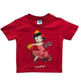 Camiseta flamenca infantil roja con niña bailaora