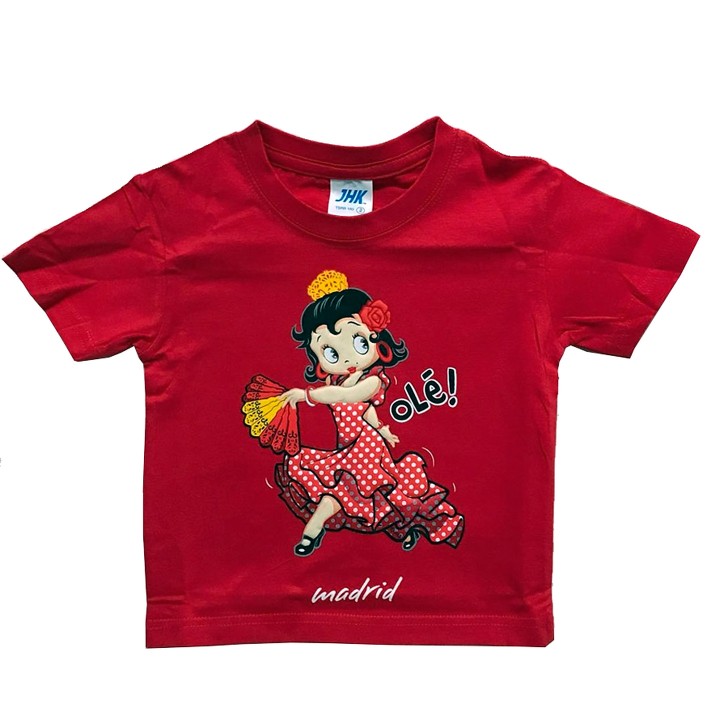 T-shirt flamenca infantil vermelha com menina bailaora