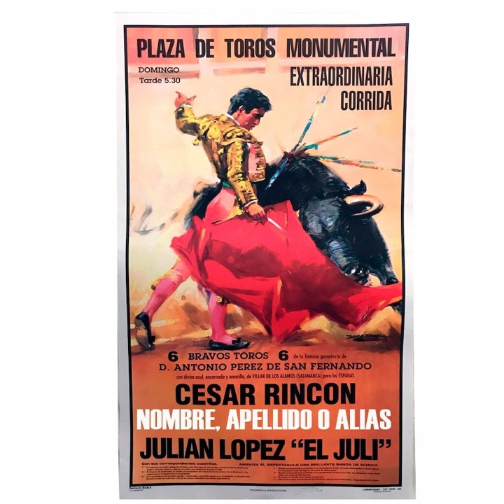 Cartel de toros personalizable con un nombre Cesar Rincon - El JUli