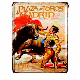 Vintage-Blechschild Stierkampf, Modell 3 Plaza de Toros de Madrid