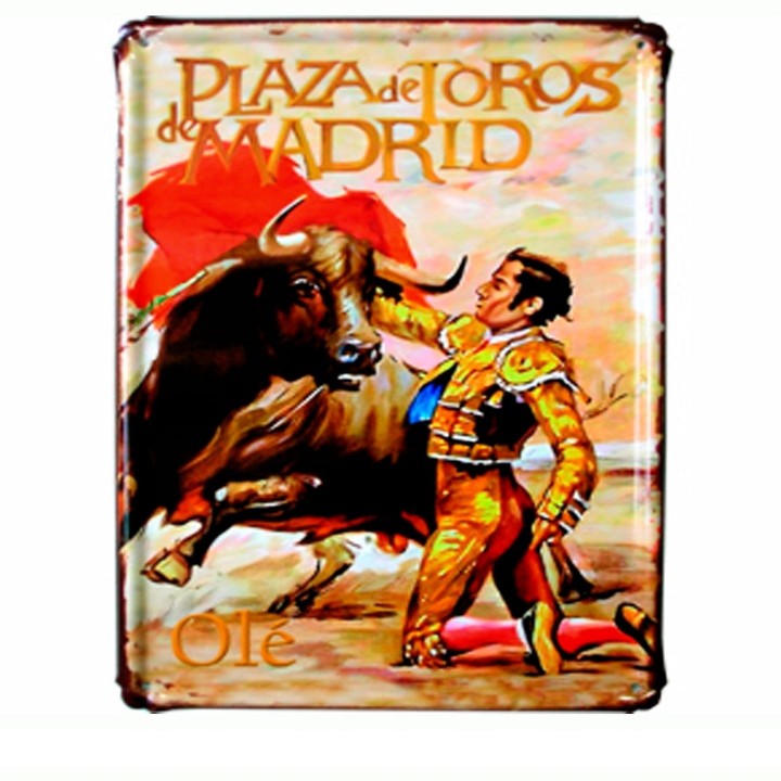 Vintage-Blechschild Stierkampf, Modell 3 Plaza de Toros de Madrid