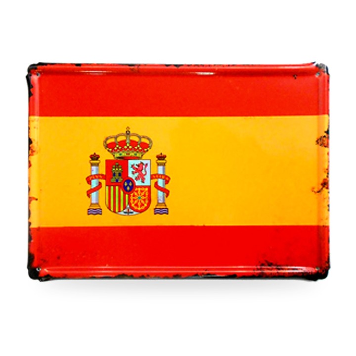 Placa de metal Bandeira de Espanha em estilo vintage