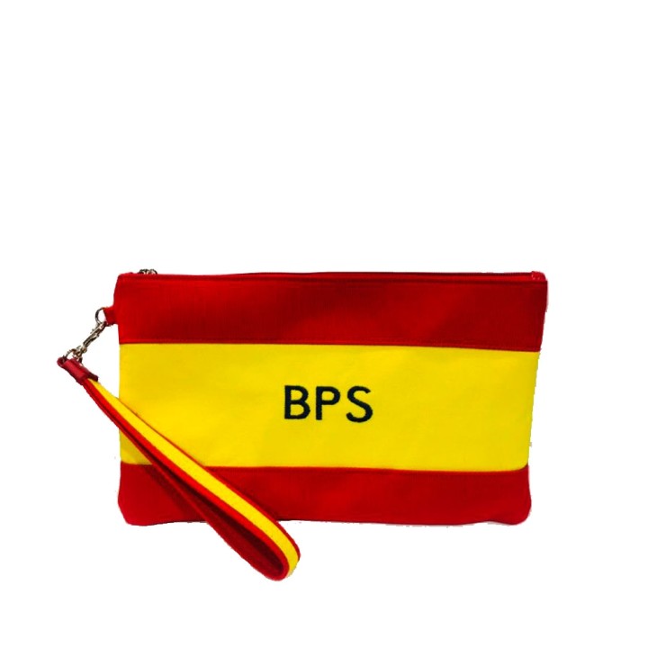 Custom Spanish flag canvas clutch bag wristlet purse personalized initials zipper - ZiNGS