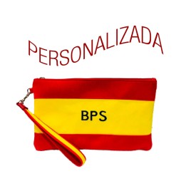 Pochette clutch drapeau d'Espagne personnalisée en toile avec dragonne et initiales - ZiNGS