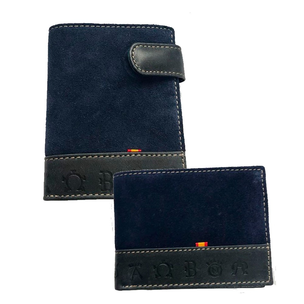 Spanish flag and irons" Suede wallet