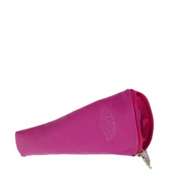 Étui de protection pour éventail en suédine fuchsia avec cordon de serrage - Accessoire éventail espagnol