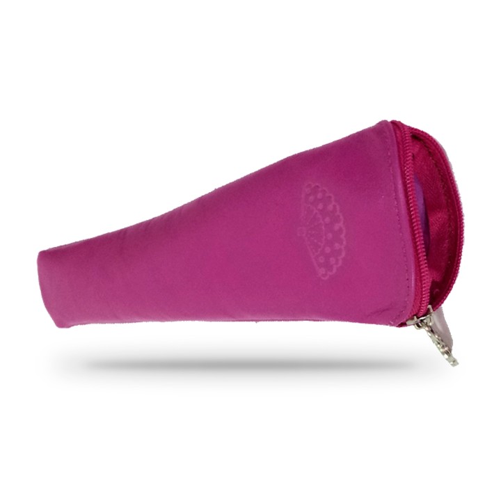 Fächeretui aus Leder in Fuchsia, mit eingeprägtem Fächer