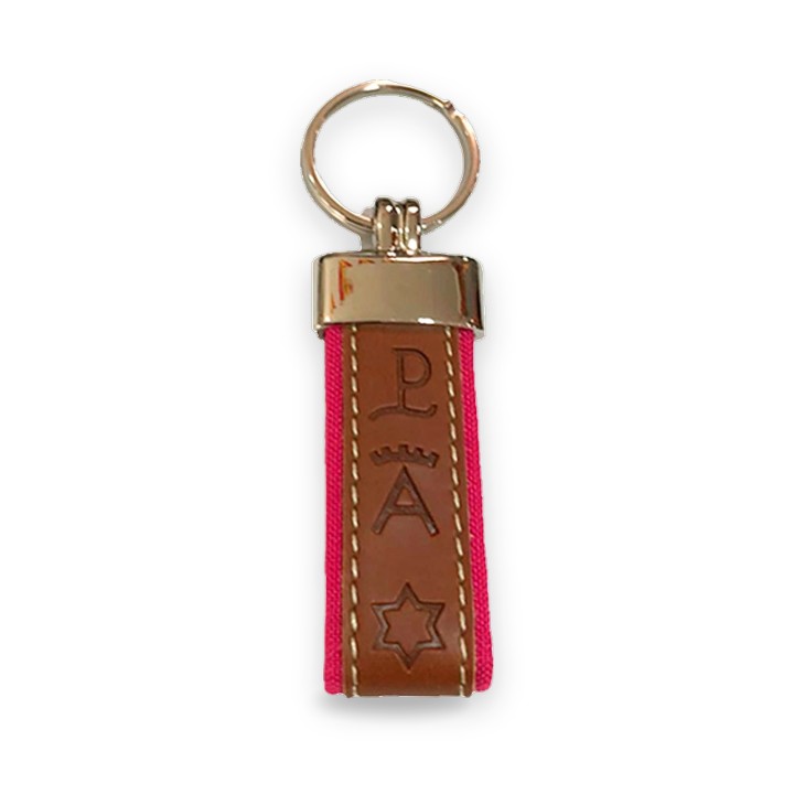 Leather keyring with bull ranch brands – view 3
