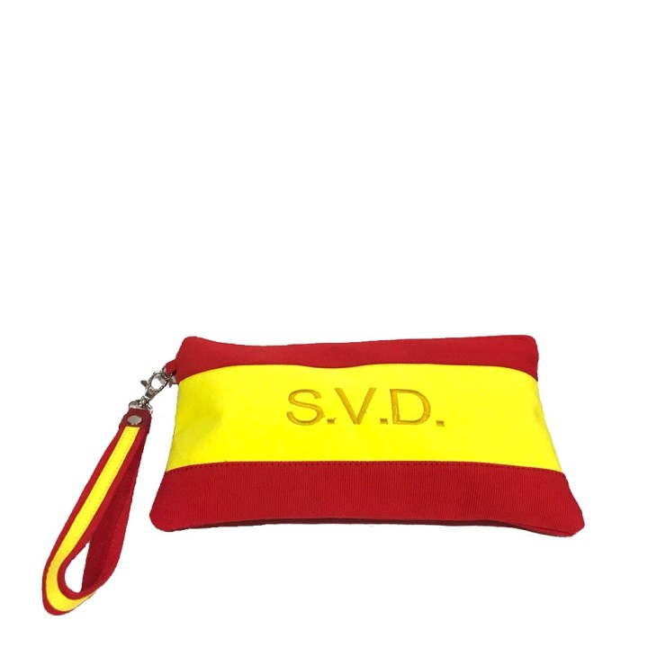 Pochette clutch drapeau d'Espagne personnalisée en toile avec dragonne et initiales - ZiNGS