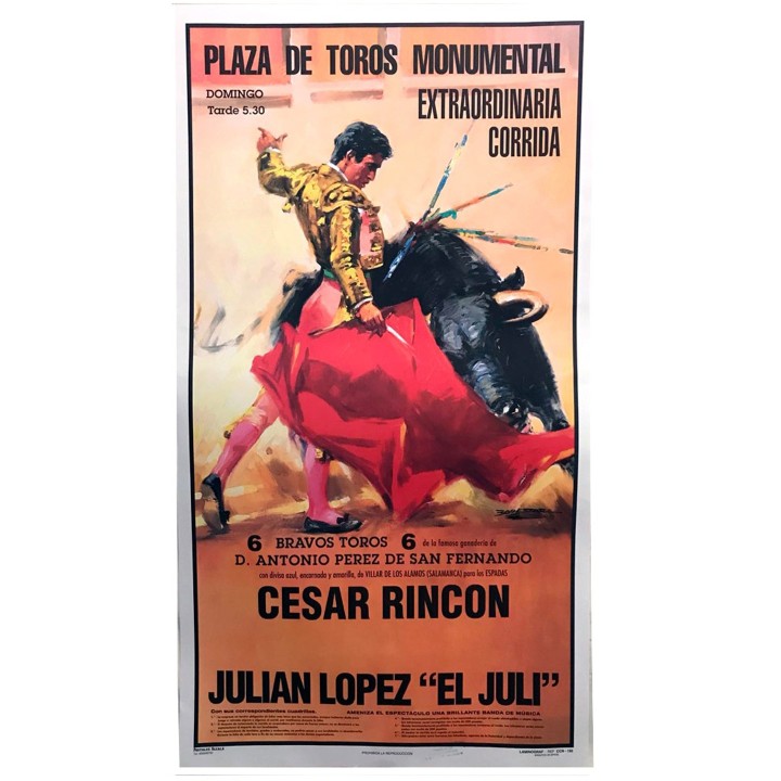 Bullfight poster featuring César Rincón and El Juli