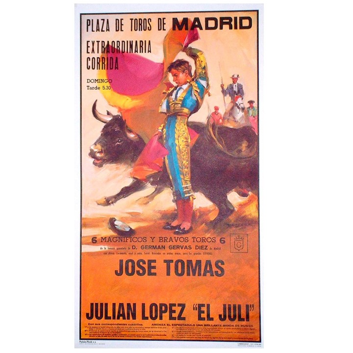 Poster taurino di José Tomás ed El Juli, modello capote