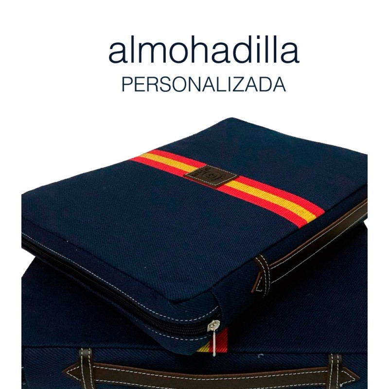 Personalized Bullfighting cushion blue with Spanish flag-