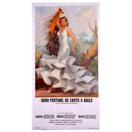 Affiche flamenco vintage Gran Festival de Cante y Baile, danseuse et châle de Manille