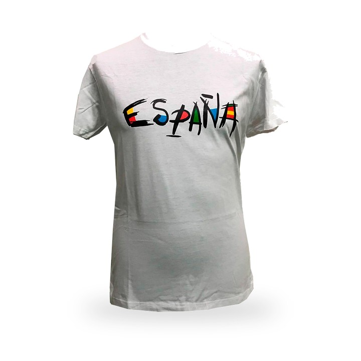 T-shirt bianca da adulto con la parola España e la bandiera