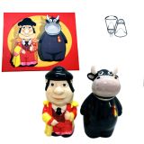 Ceramic bullfighter and bull salt and pepper shakers, boxed