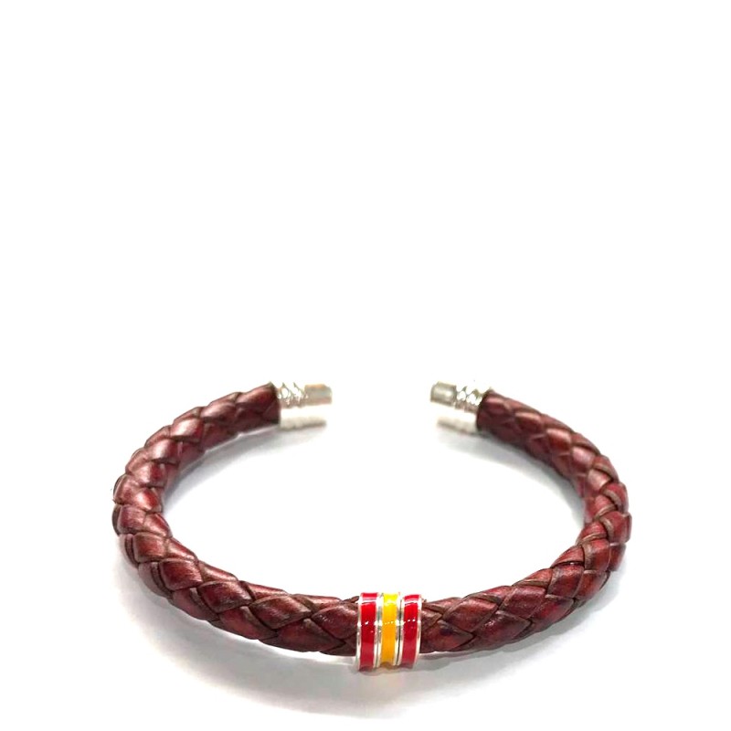Braided leather bracelet "Spanish flag" Braided leather bracelet "Spanish flag"
