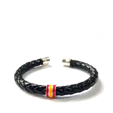 Braided leather bracelet "Spanish flag"