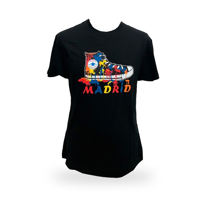 T-shirt preta Madrid Zapatilla para adulto