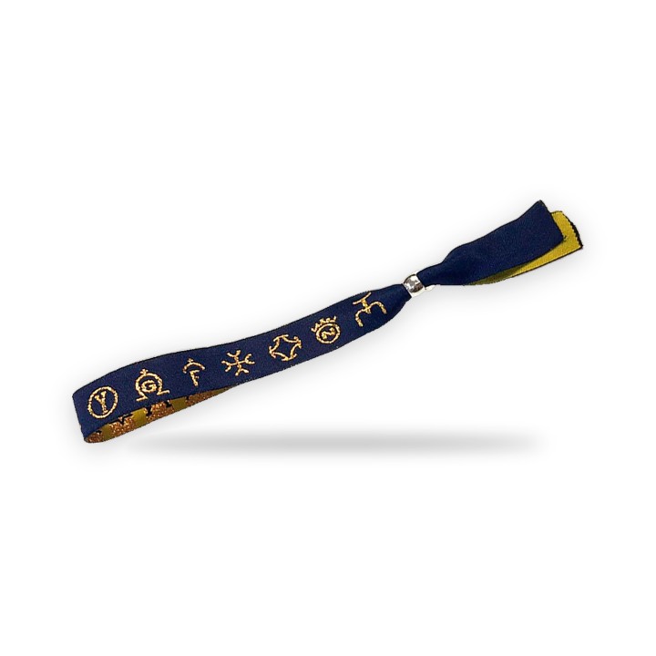 Fabric bullfighting bracelet with gold bull ranch brands – view 3