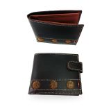 Men's brown leather wallet with ranch brand medallions – view 3