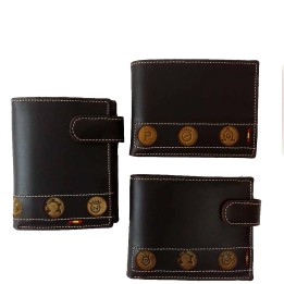 Braune Lederbrieftasche mit Brandzeichen in Medaillons