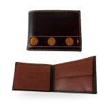 Men's brown leather wallet with ranch brand medallions – view 4