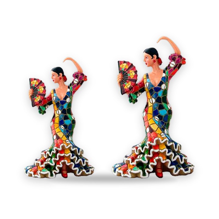 Figurine de danseuse de flamenco à l'éventail Olé Mosaic