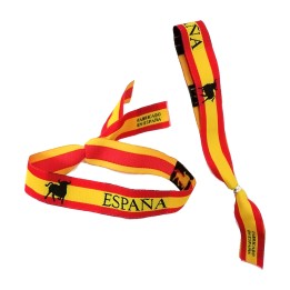 Stoffarmband mit spanischer Flagge und Stier-Silhouette