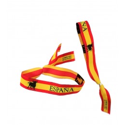 6 Armbänder aus Stoff, Farben der Spanischen Flagge, Einheitsgröße, Spain  Pulsera Bandera de España