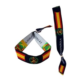 Stoffarmband der Spanischen Legion in Grün, mit Emblem und spanischer Flagge