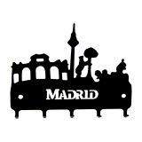 Cuelga llaves de pared de forja Silueta de Madrid con cinco ganchos