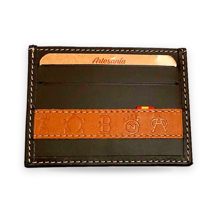 Leather card holder with Spanish bull ranch brands – view 5