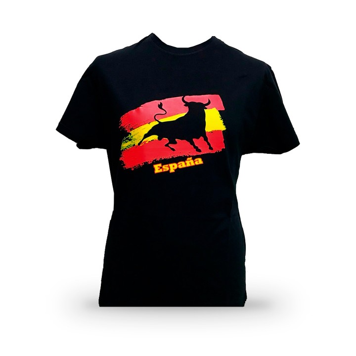 Schwarzes T-Shirt Stier und spanische Flagge – Ansicht 4
