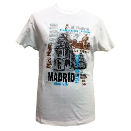 Weißes T-Shirt Gran Vía de Madrid für Erwachsene