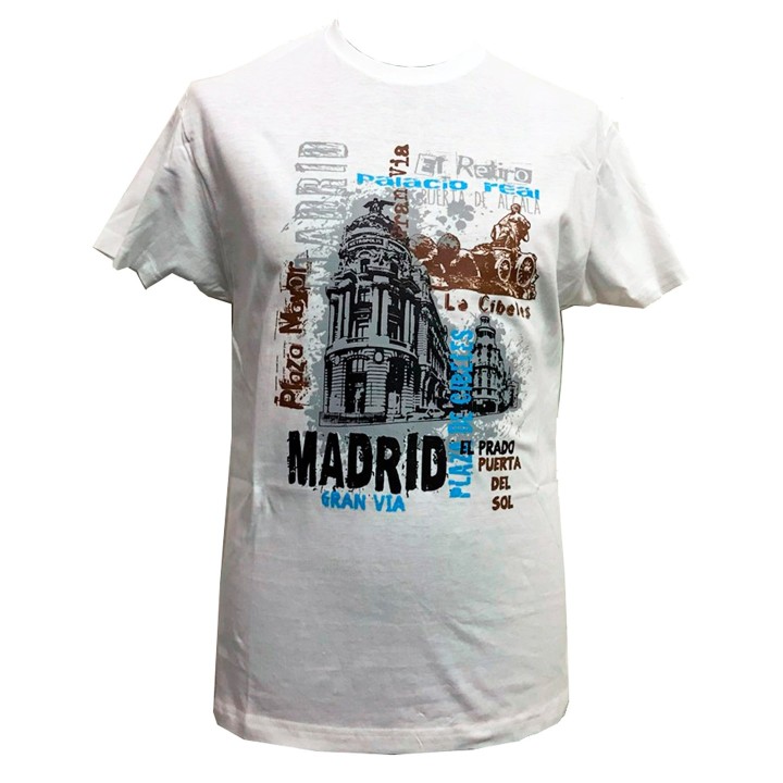T-shirt bianca Gran Vía di Madrid per adulto