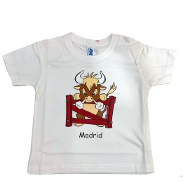 T-shirt infantil branca com touro zangado