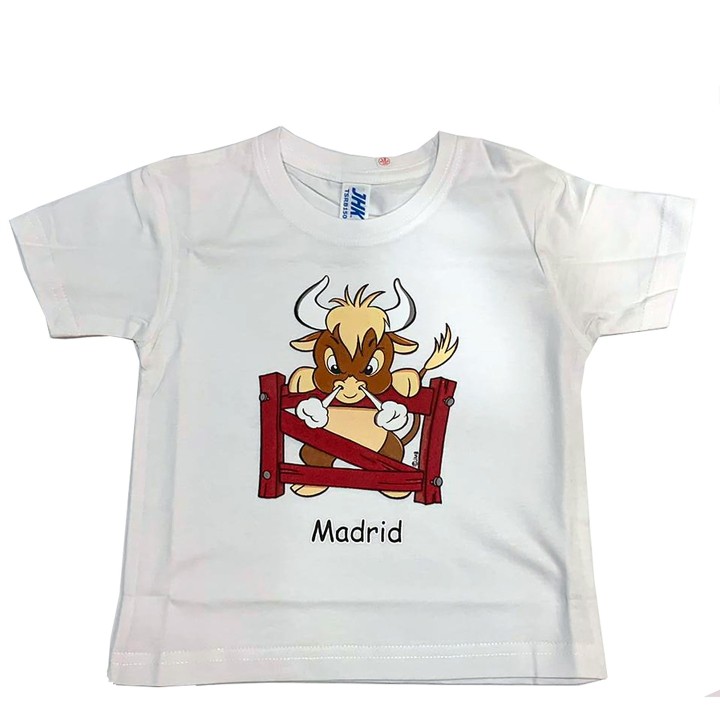 Weißes Kinder-T-Shirt mit wütendem Stier