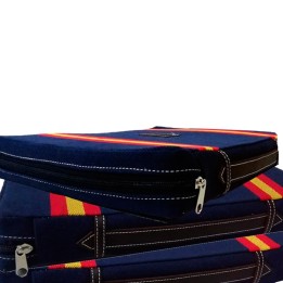 Blue bullring seat cushion with two Spanish flags – view 2