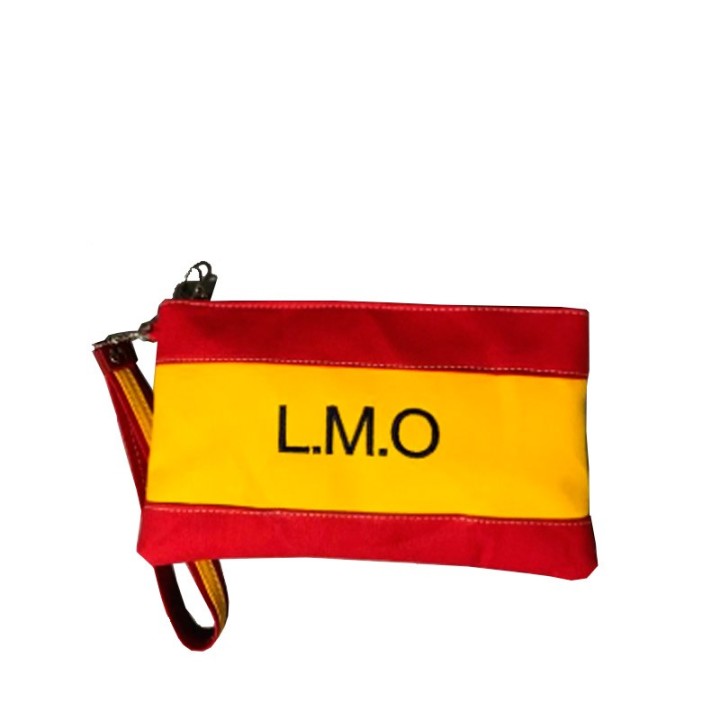 Custom Spanish flag canvas clutch bag wristlet purse personalized initials zipper - ZiNGS