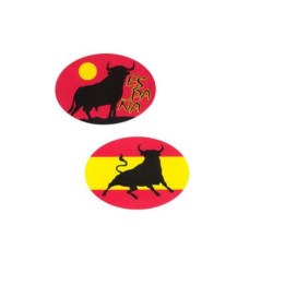 Stickers with bulls and the flag from Spain