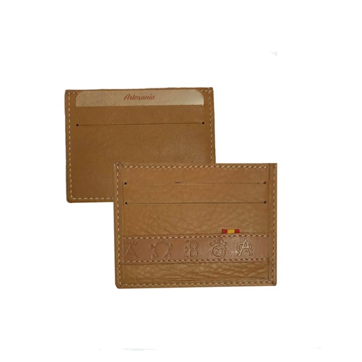 Porte-cartes en cuir représentant des marques de bétail