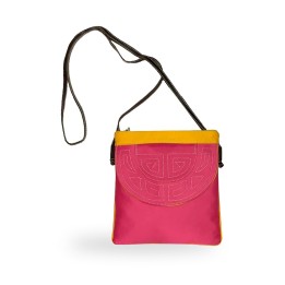 Umhängetasche Capote aus Satin in Fuchsia und Albero mit Esclavina