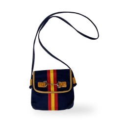 Blaue Umhängetasche mit spanischer Flagge und Metalltrense