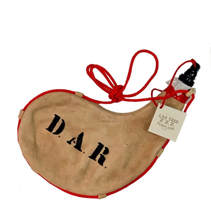 Las Tres ZZZ Spanish curved leather wine bota bag latex lining custom engraved initials - ZiNGS