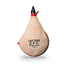 Gerader Weinschlauch (Bota) aus Leder mit Latexinnenseite, Las Tres Z.Z.Z.